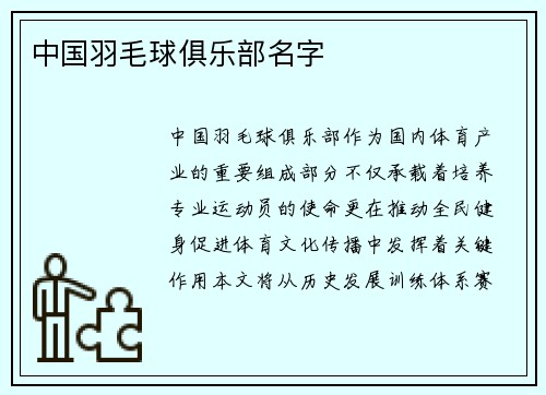 中国羽毛球俱乐部名字